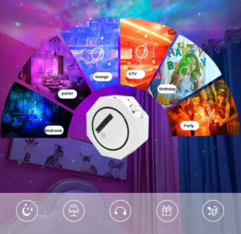 PROYECTOR DE LUCES OCTAGONAL  (CONEXIÓN A BLUETOOTH)