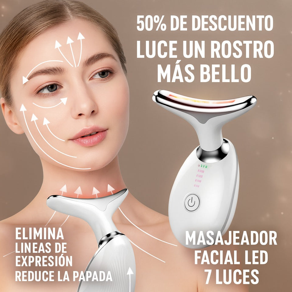 MASAJEADOR FACIAL 7 LUCES LED RECARGABLE