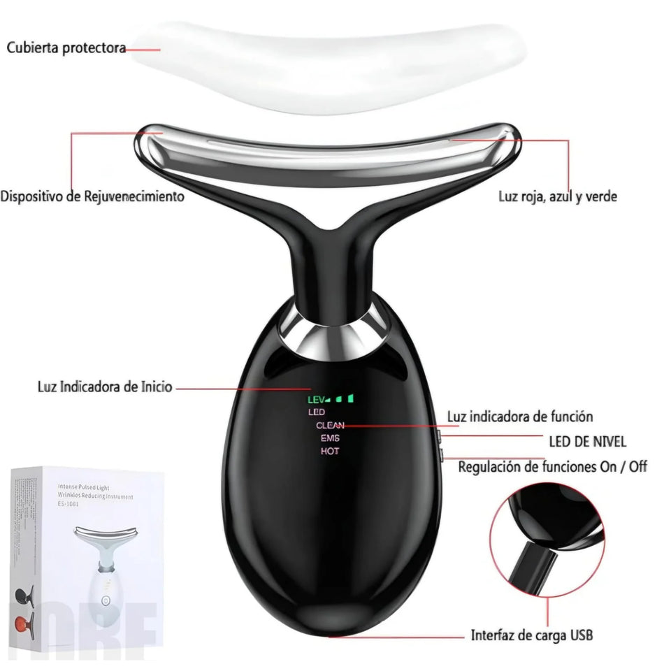 MASAJEADOR FACIAL 7 LUCES LEDS RECARGABLE